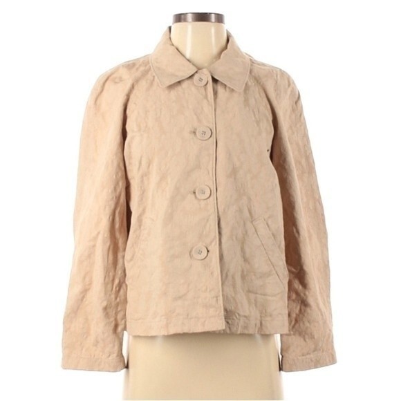 j jill jacket beige tan cotton stretch brocade ps sp s petite summer top blazer - Picture 1 of 7
